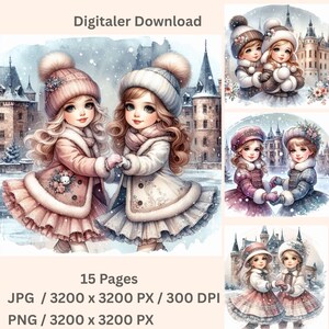 Clipart mensen, dansende kinderen, Junk Journal, scrapbooking, mokken, T-shirtontwerp, kaarten maken, digitaal, sublimatieprinten
