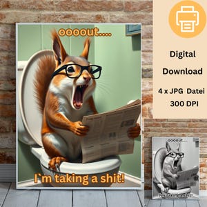 Bathroom art, toilet humor, bathroom decor, posters, animal art, bathroom wall art, funny posters, spa decor, toilet saying