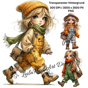 Cute girl running clipart, cute quirky girl, digital art, junk journal, paper craft, scrapbooking, illustration
