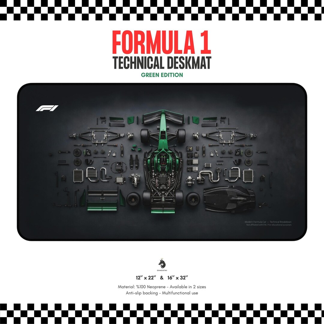 Formula One Desk Mat – F1 Car Technical Breakdown, Race Car Desk Mat ...