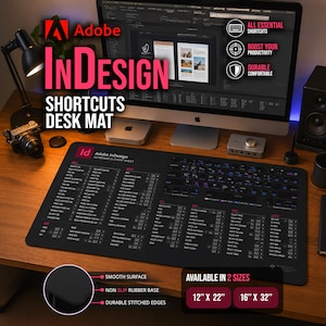 InDesign Cheatsheet InDesign Desk Mat - InDesign Shortcuts Page Layout Desk Pad - Editorial Desk Mat InDesign Hotkey Mat Magazine Layout Pad