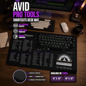 Avid Pro Tools Desk Mat, Music Production Accessory, DAW Mat, Audio Mix, Studio Pad, Mix Tools, Sound Edit, Audio Mixing DeskPad Music Prod