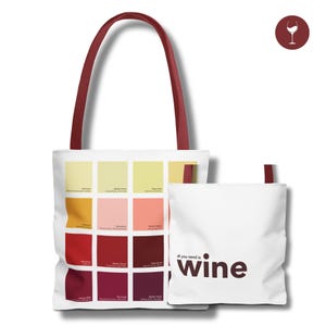 Sacola para amantes de vinho - Tudo o que você precisa é tipografia de vinho - 16 cores de vinho - Tema de vinho, sacola de vinho, presente de vinho, sacola de compras, sacola de degustação de vinho