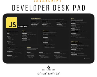 Javascript Cheat Sheet Desk Mat: Coding Developer Gift