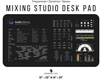 Audio Mixing Studio Desk Mat: Frequency Spectrum Cheat Sheet