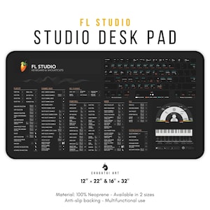 Alfombrilla de escritorio con accesos directos de FL Studio - Alfombrilla de ratón FL Studio para estudios de mezcla de audio, decoración para estudios de grabación, regalo para ingenieros de sonido