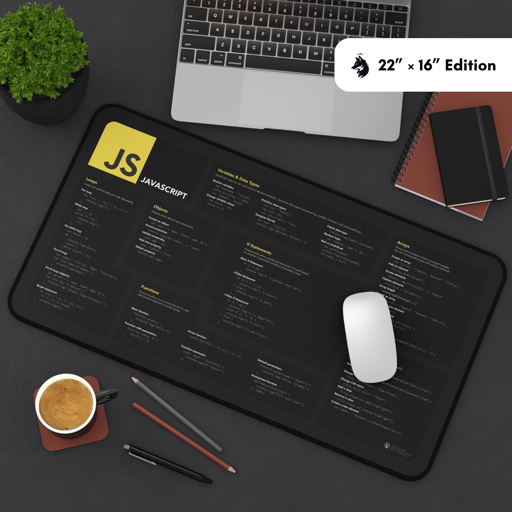 Javascript Cheat Sheet Desk Mat: Coding Developer Gift - Etsy