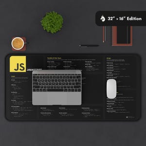 Whether you’re learning JavaScript or a pro developer, this JavaScript cheat sheet desk mat makes coding more efficient. A perfect gift for programmers and students.