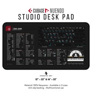 Cubase Shortcuts Nuendo DeskMat Music Production Desk Mat, DeskMat for DAW users., Perfect for Producers and Musicians Audio Mixing Tools