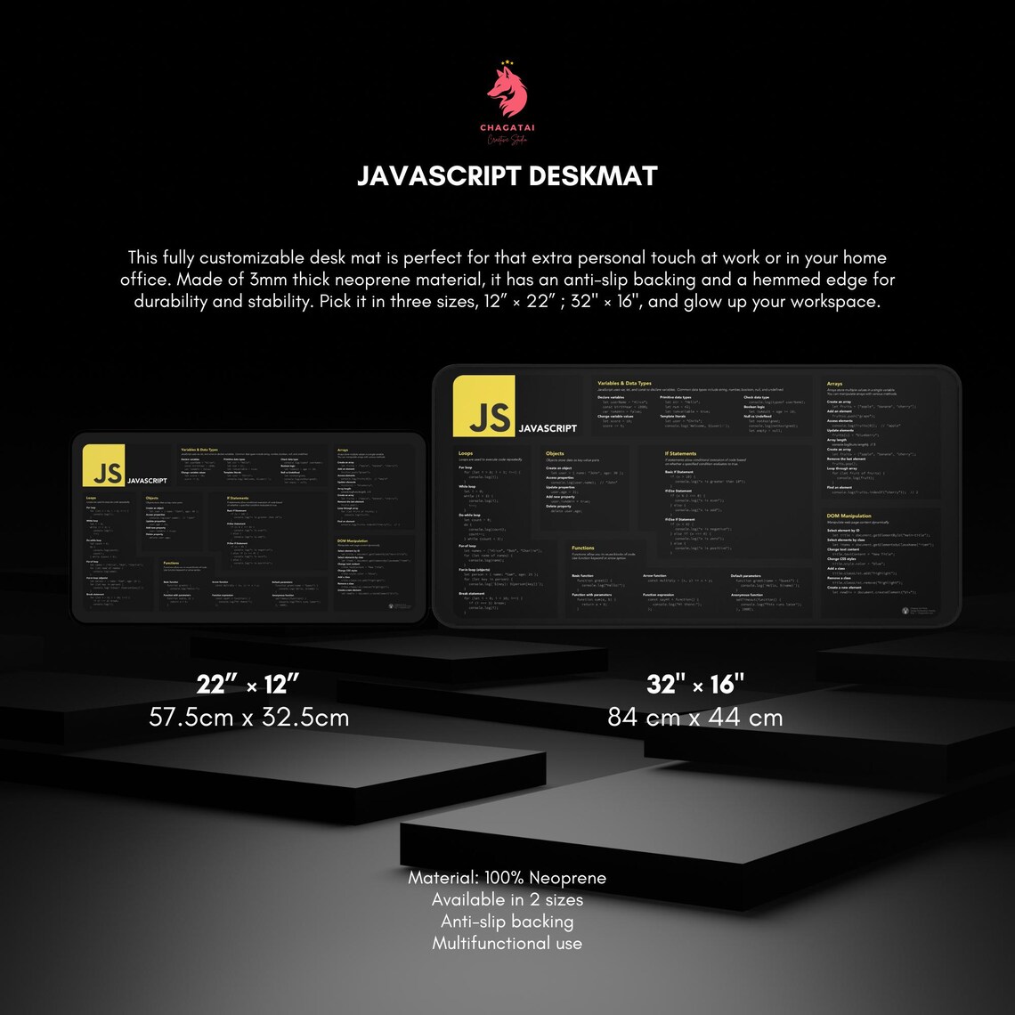 Javascript Deskmat Developer Desk Pad - Coding Cheat Sheet Minimalist ...