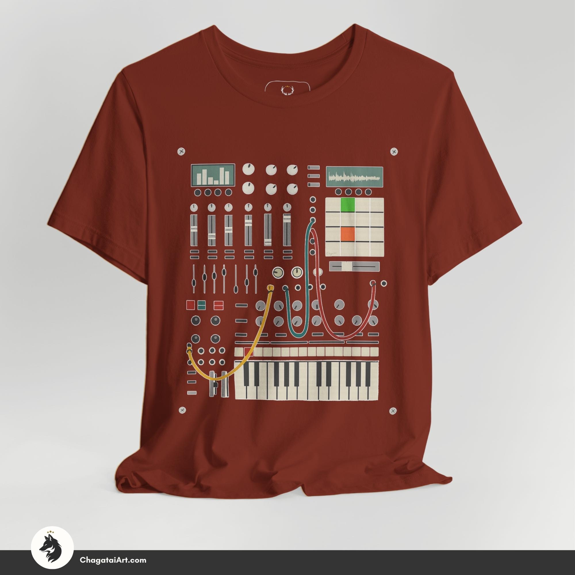 音楽プロデューサー向けシンセTシャツ - パッチケーブルグラフィックT