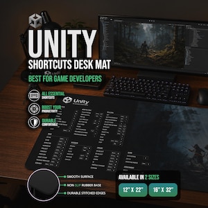 Unity Game Developer Mose Pad - Unity Shortcuts - Unity Hotkeys Gaming Desk Mat – Perfect for Game Developers Gift - Assassin's Creed Theme