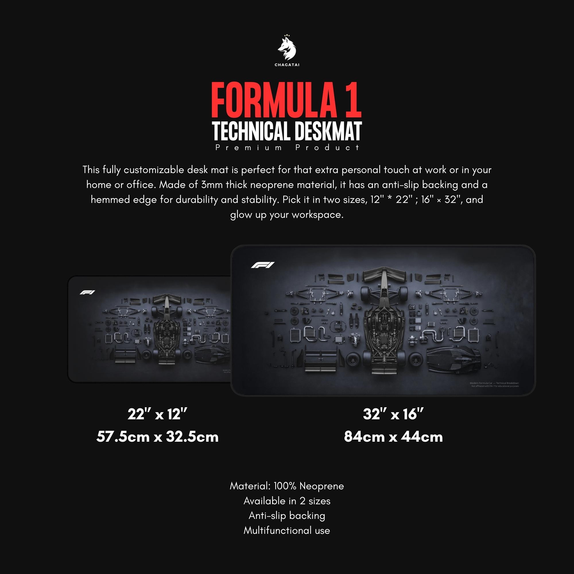 Blueprint Table Mat Stealth Racing Desk Mat – Formula One Car Blueprint Deskmat, Minimal ...