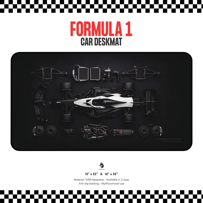 Engineering Table Mat Formula One Engineering Desk Mat – F1 Car Exploded View, Technical ...