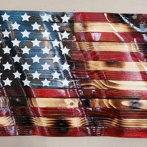 Carved Wavy Wooden Flags
