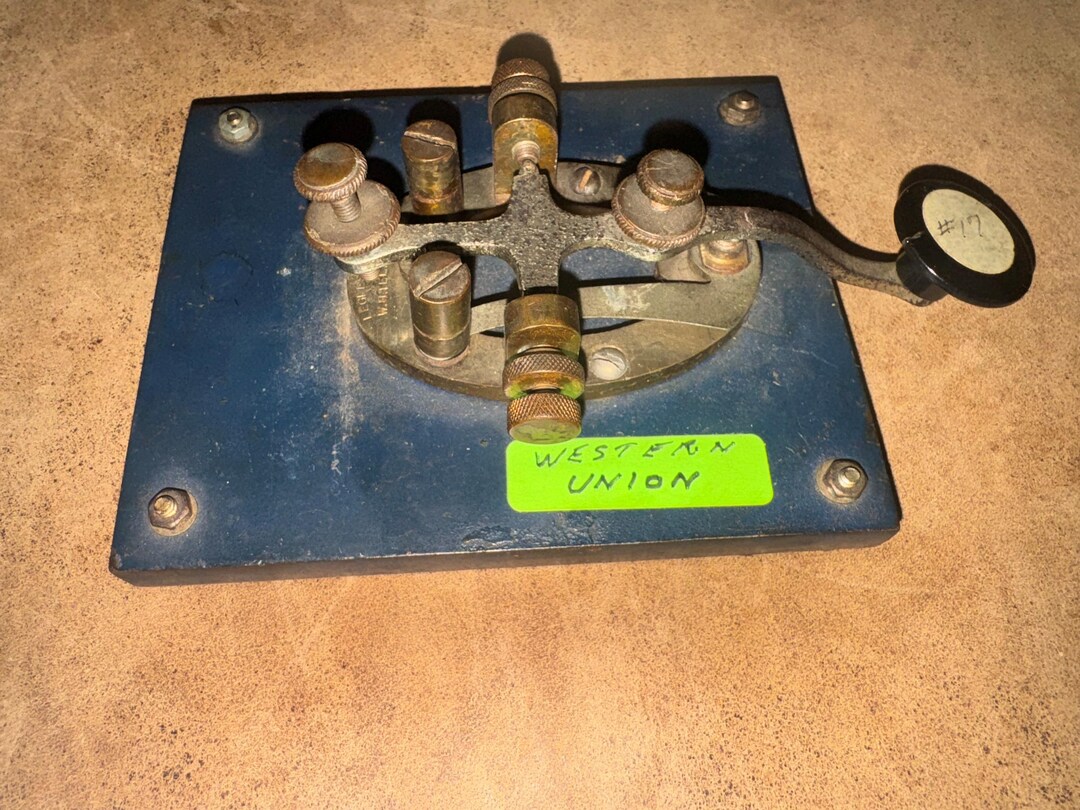 Ancien sondeur télégraphe clé code morse W.U.Tel vintage Western Union