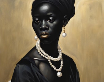 Girl With a Pearl Earing, Digital Download, Black Woman Wall Art