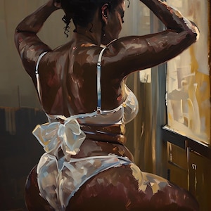 Nahaufnahme der schwarzen Frau, afrikanisches Porträt, schwarzer Kunstdruck, schwarze Frau Kunst, afroamerikanische Kunst, sinnliche Malerei der schwarzen Frau