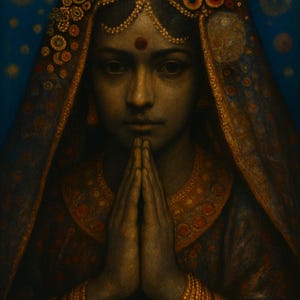 Indian Bride Art Print: Golden Tribal Beauty Portrait (Digital Download)