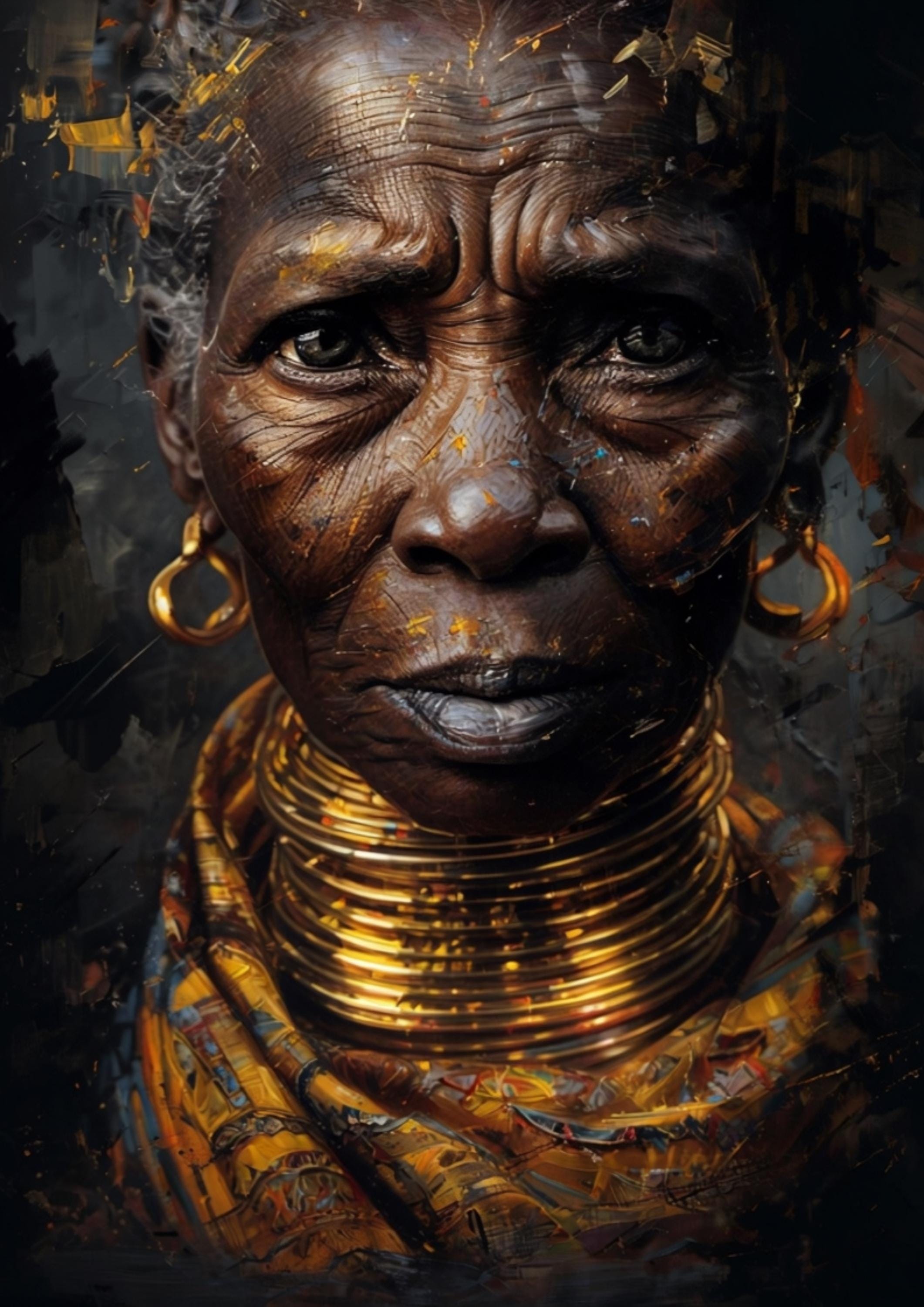 African Woman Portrait Art Print: Gold Adornments (digital Download) - Etsy