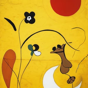 Yellow Dreamscape (Homage to Miró) |Surreal Abstract Art Print | Modern Wall Decor Playful Abstraction (Miró Style)|Bold Color |Unique Decor