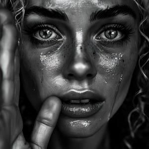 Regard de diseuse de bonne aventure | Portrait noir et blanc émotionnel | Art mural mystique, décoration d'intérieur, art oriental, tsigane, rom
