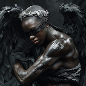 Dark Angelic Portrait | Hyperrealistic Wings & Figure | Mystical Digital Download