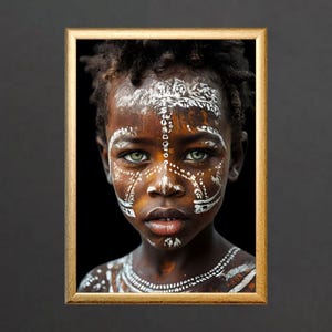 African Child, Sacred Marks, Innocence & Tradition - Colorful Cultural Portrait Print, Digital Download, Afrocentric
