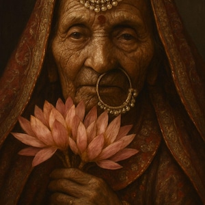 Sabedoria da Idade, Retrato de Mulher Indiana Idosa, Arte Indiana, Luz da Mãe: Inspirado na canção de Yesenin, Carta à Mãe, Download Digital