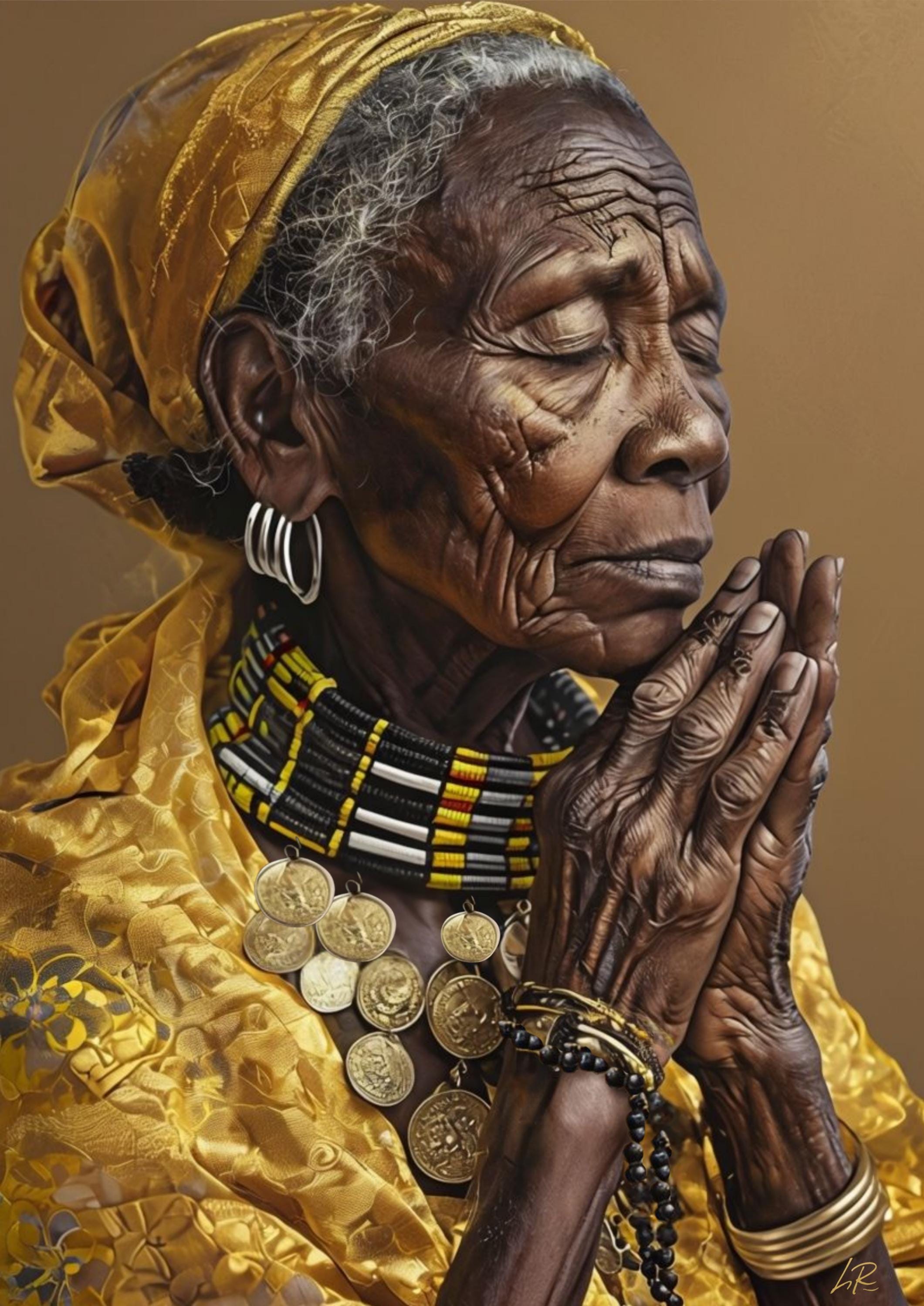 African American Woman Praying Art Print: Religious Spiritual Gift (Digital Download)