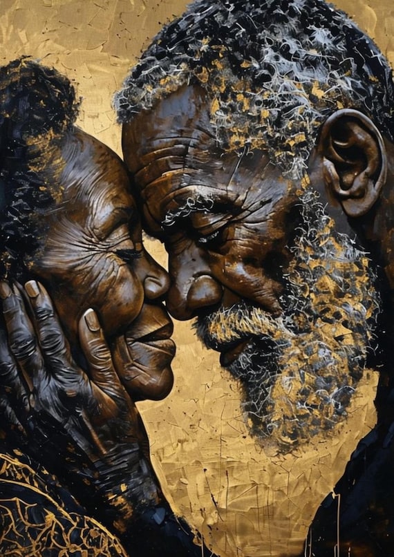 Old Lovers, 2 Peace+ Gift Lady Justice and Fallen Angels, Black Woman Wall Art, African Portrait | Black Art Print | Black Woman Art Print