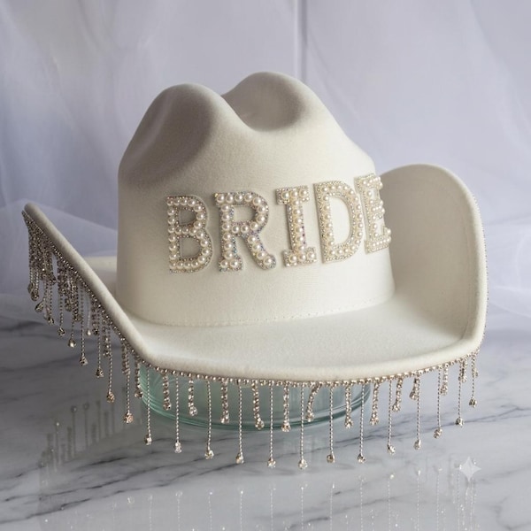 Vaquera Novia con Borla de Diamantes de Imitación - Perfecta para Despedidas de Soltera, Fiestas, Regalo para la Novia, Cumpleaños