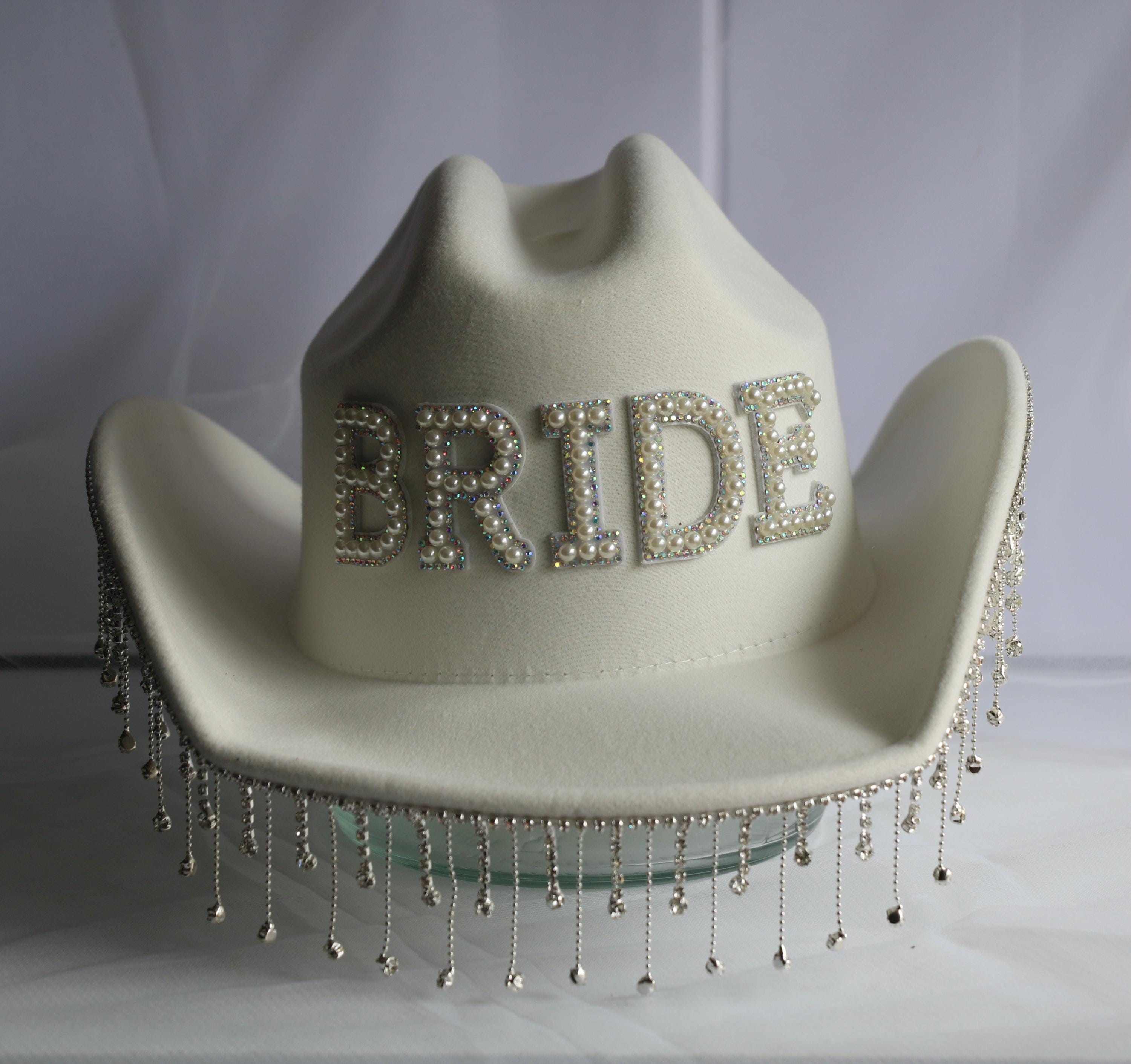 White Cowboy Hat Bride Hat Bride Cowgirl Hat With Veil Sash