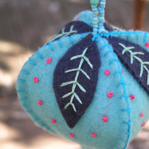 Eco-Friendly Felt Hanging Ornament SWIMMING POOL - in Turquoise and Blue - Made From Recycled And Second-Hand Materials