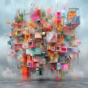 Pastel City of Dreams- Dreamscape Digital, Artful Downloads, Digital Art Prints, Unique Gift, Ready to Print, Digital Art Prints