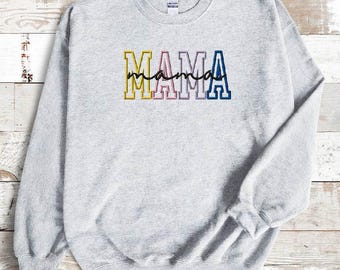 Mama Sweatshirt,Mama Crewneck,mama embroidered,Custom sweatshirt,mom sweatshirt gift,gift for mom,custom hoodie
