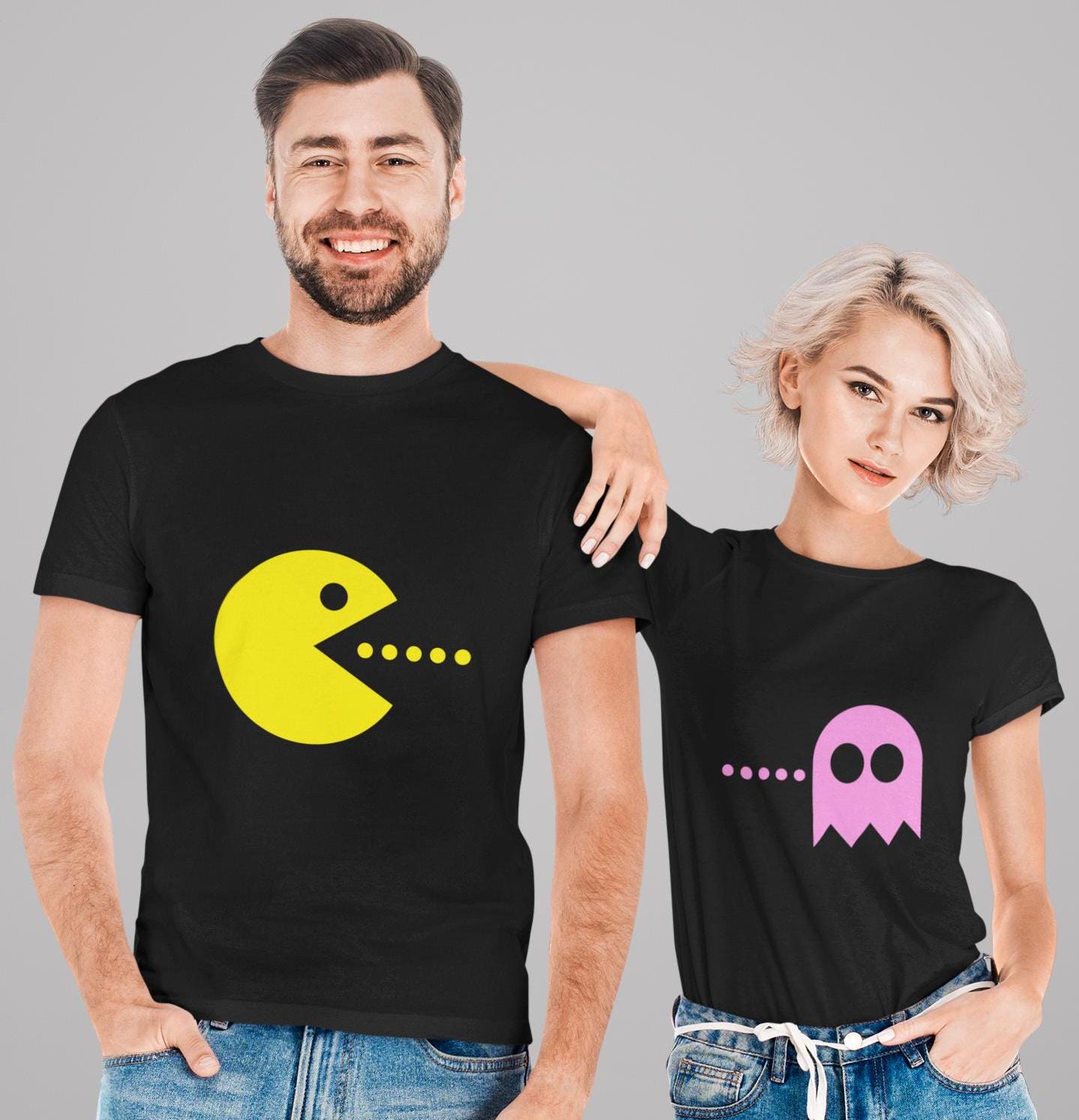 Maglietta Pac-Man – Uomo, Colore Nero, Taglia Small, Scollo Club, Cotone, Lavabile In Lavatrice