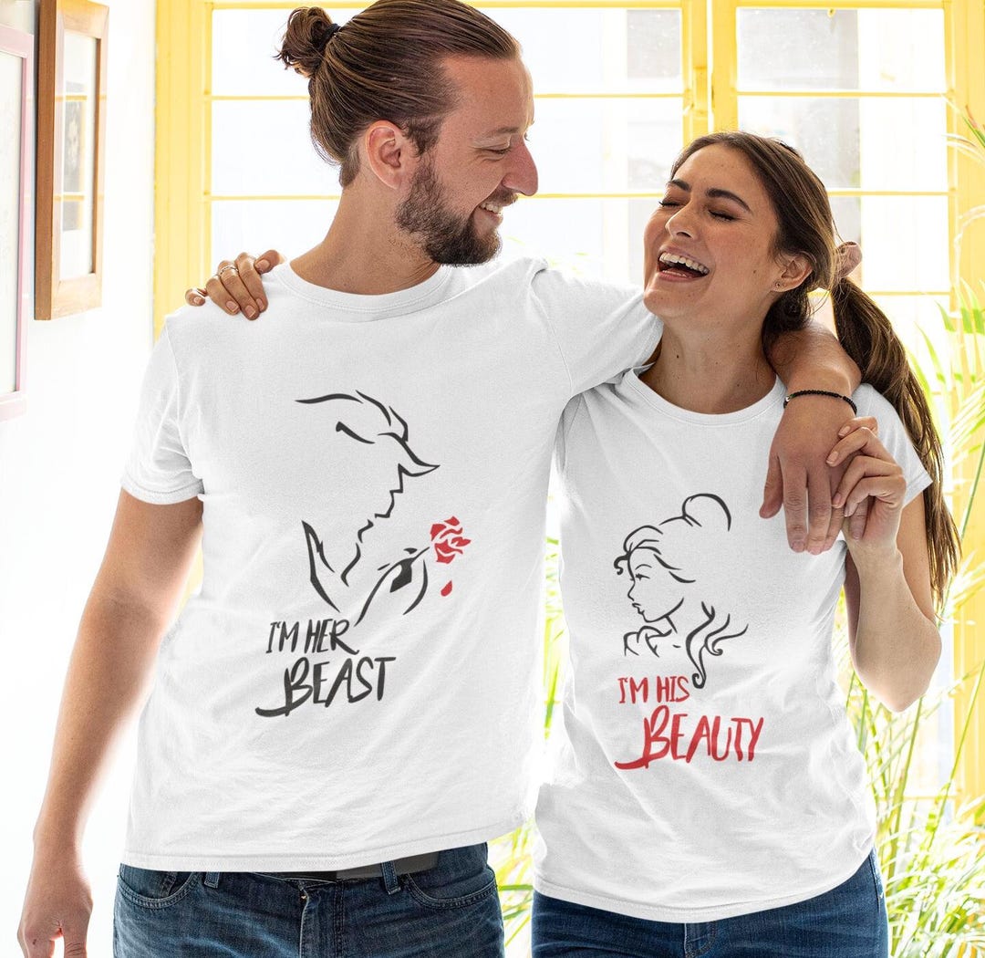 Beauty and the Beast Matching T-shirts, Couple Anniversary Gift - Etsy