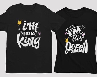 King queen shirts,gift for couple,valentines gift,husband and wife.