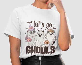 Retro Halloween Unisex T-Shirt with Adorable Demons and Ghosts - Perfect Gift.