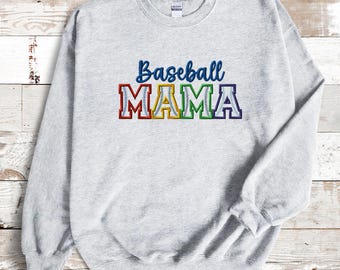 Custom Embroidered Mama Sweatshirt with Kids Names on Sleeve New Mom Hoodie Personalized Gift for Mom Crewneck Pullover