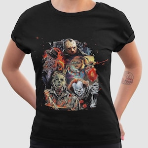 Camiseta Unisex Halloween Película de Terror Personajes Chucky Anibal Lecter La Monja  Michael Myers Jason Voorhees  Freddy Krueger 012