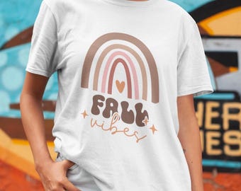 Camiseta Unisex Fall Vibes Retro Halloween Espeluznante Calabaza Acción de Gracias