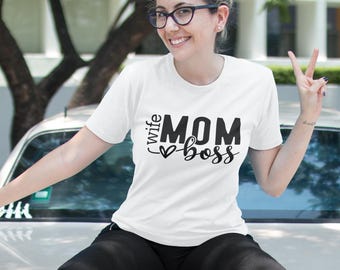Custom Mama T-Shirt, Personalized Mom Wife Boss Tee, Mother's Day Gift