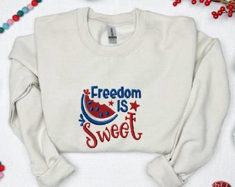 Embroidered America Sweatshirt - Fourth Of July sweatshirt, Embroidered crew,Patriotic sweatshirt, American Shirt, Usa Flag Sweatshirt.