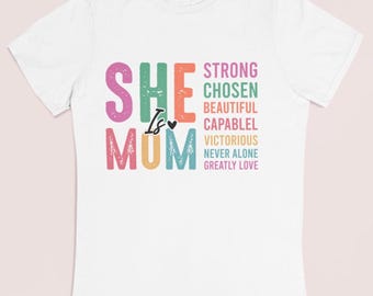 Custom 'She Is' Mom T-Shirt, Personalized Mother's Day Gift