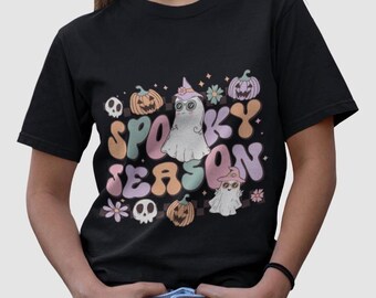 Retro Ghost Halloween Tee: Spooky Season, Soft Cotton