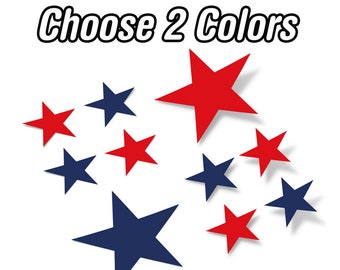 Choose Any 2 Colors - Set of 30 - 2" and 4" inch Stars Vinyl Wall Decal Stickers - star - Removable Adhesive - Safe on walls