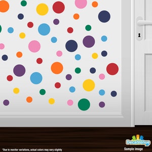 Set of 120 Rainbow Circle Wall Decals – Vinyl Polka Dot Stickers in 2&quot; and 4&quot; Sizes for Nursery, Kids Room, Playroom, or Classroom Decor