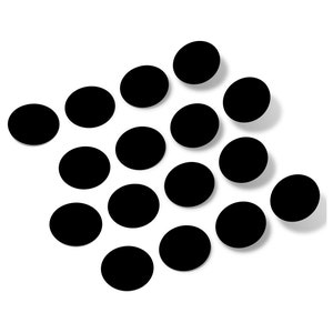 May include: A black and white image of a cluster of 14 black circles arranged in a pattern resembling a constellation.